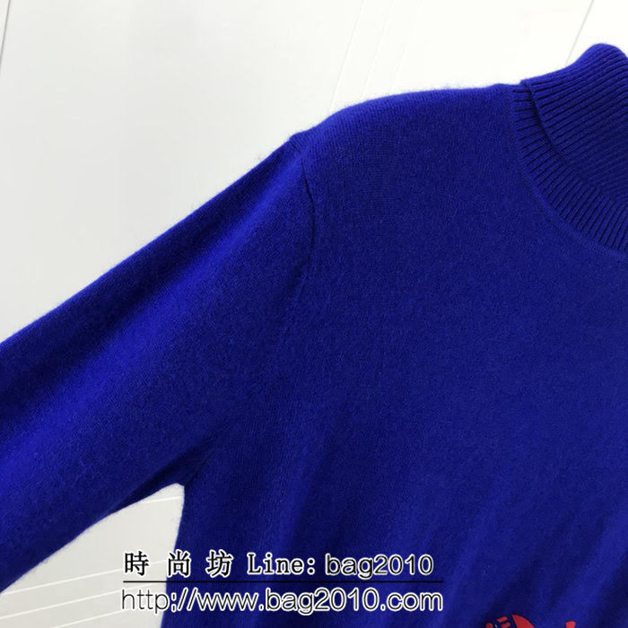 MONCLER蒙口 18ss秋冬新款 滑雪主題圖案 高領 藍色貂絨 男款羊毛衫 ydi1955